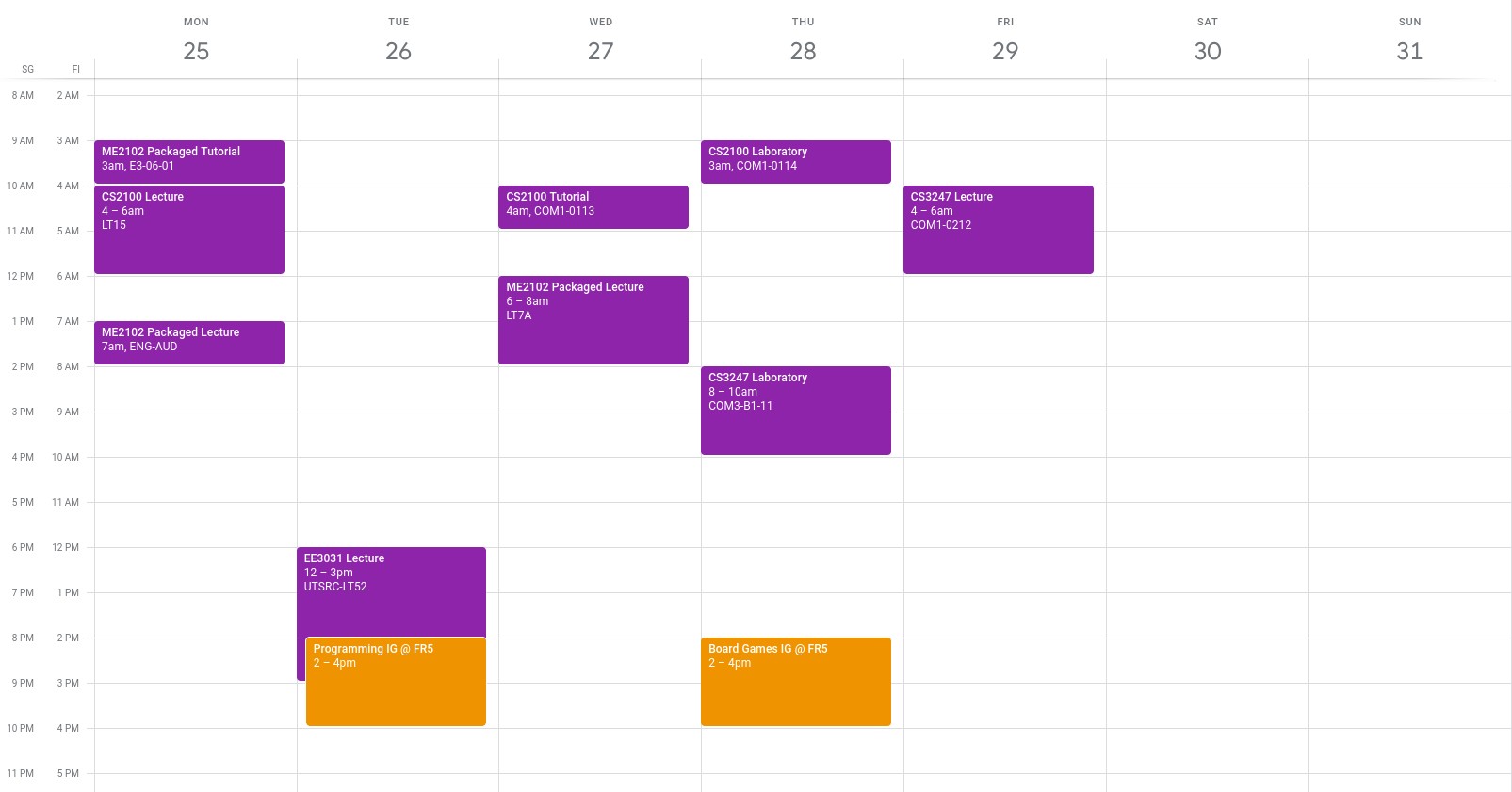 average timetable